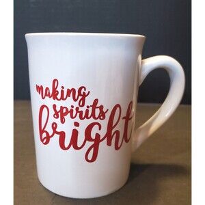 Royal Norfolk "Making Spirits Bright"  Christmas Coffee Cup, White Holiday Mug